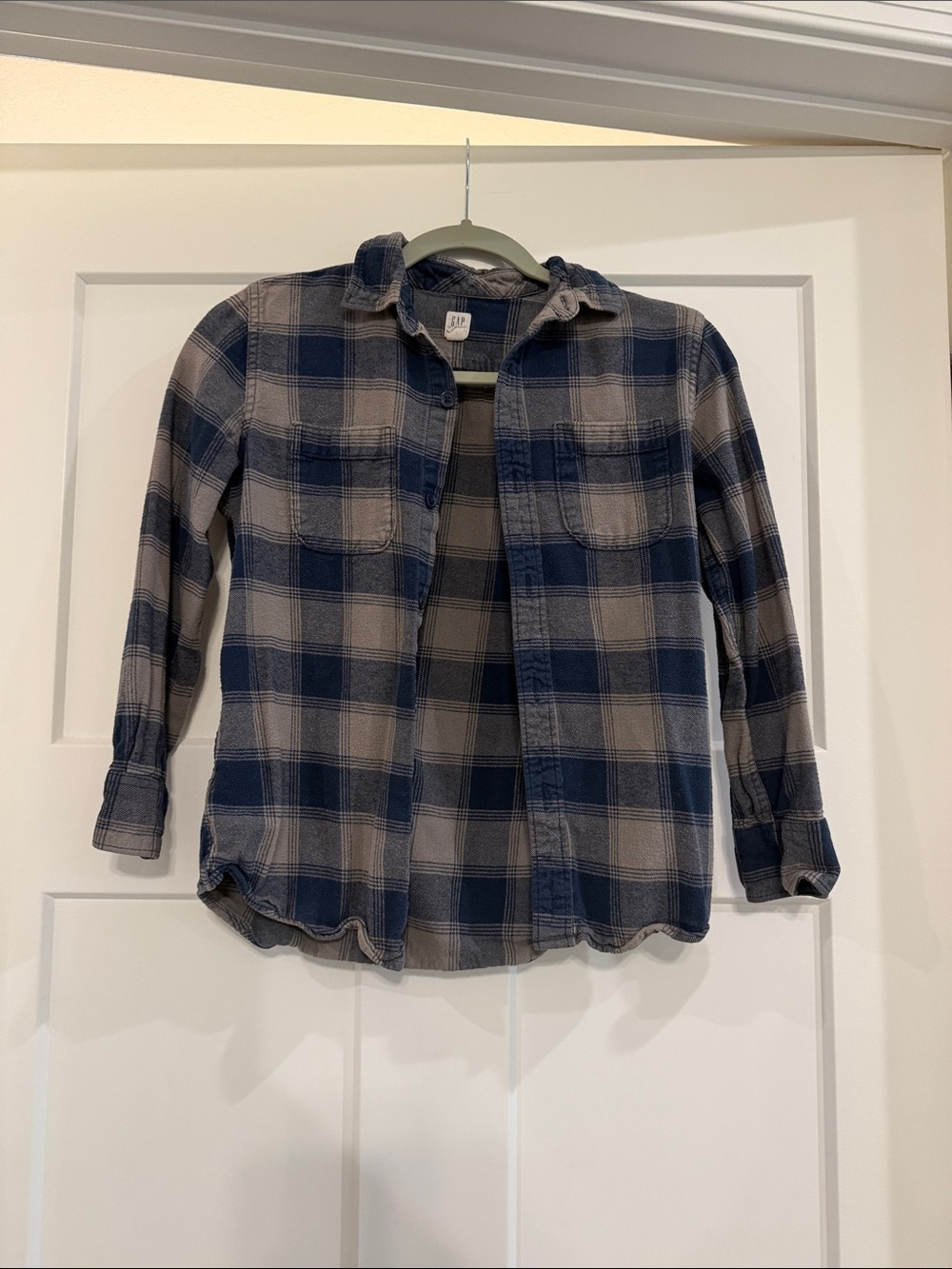GAP Navy and Gray Plaid Button-Down Shirt